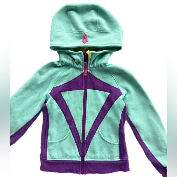 Ivivva by Lululemon Girls Teal/Purple Zip Hoodie Sweatshirt Size 14 - Picture 2 of 7